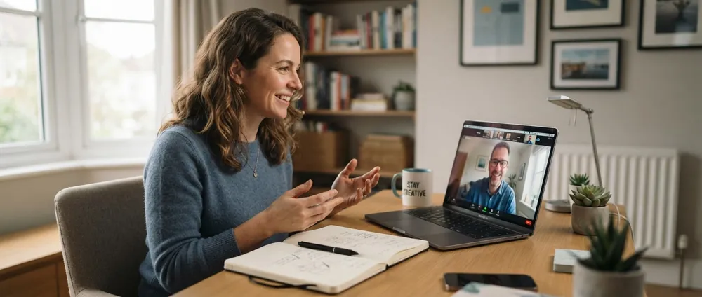 Seller on a video call with an accountant